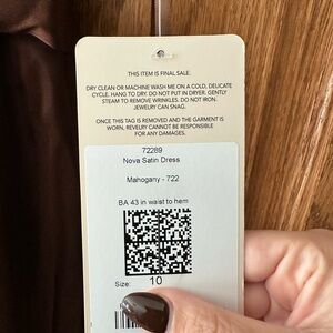 NWT Revelry Mahogany Satin Nova Dress